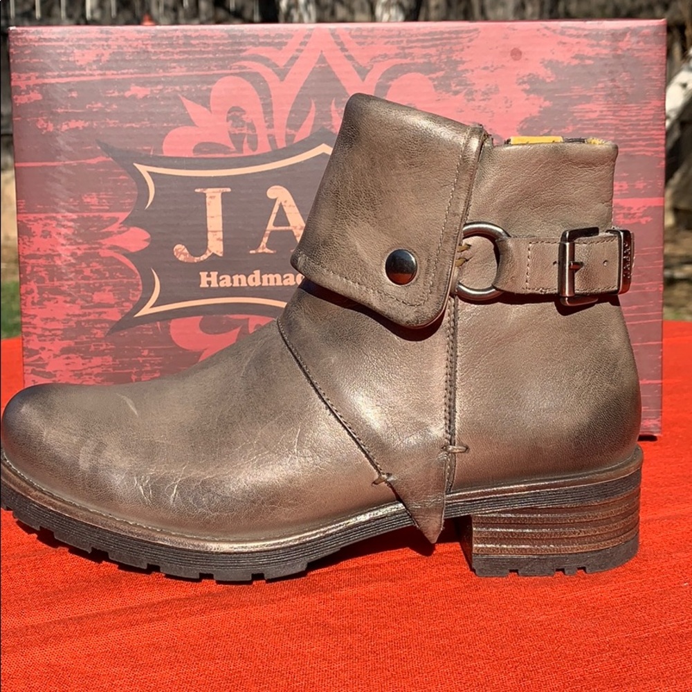Jafa 492 Burlap Cuffed Ankle Boots Size 38 - Picture 1 of 10